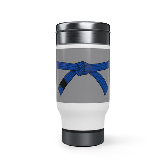 Stainless Steel Travel Mug with Handle, 14oz Blue Belt