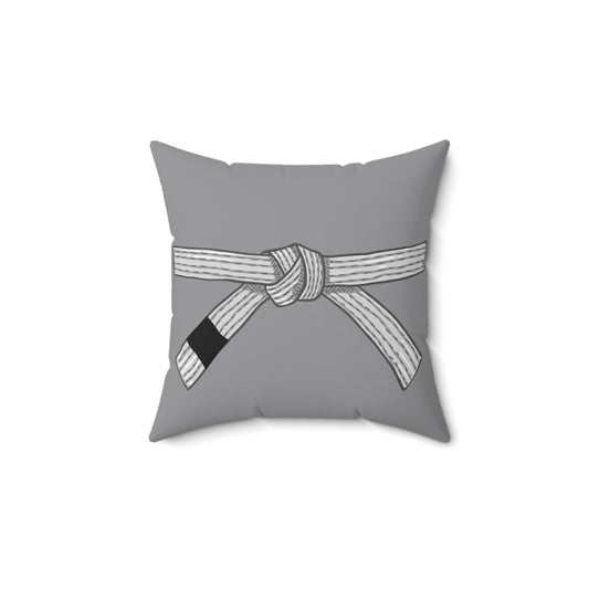 Spun Polyester Square Pillow White Belt